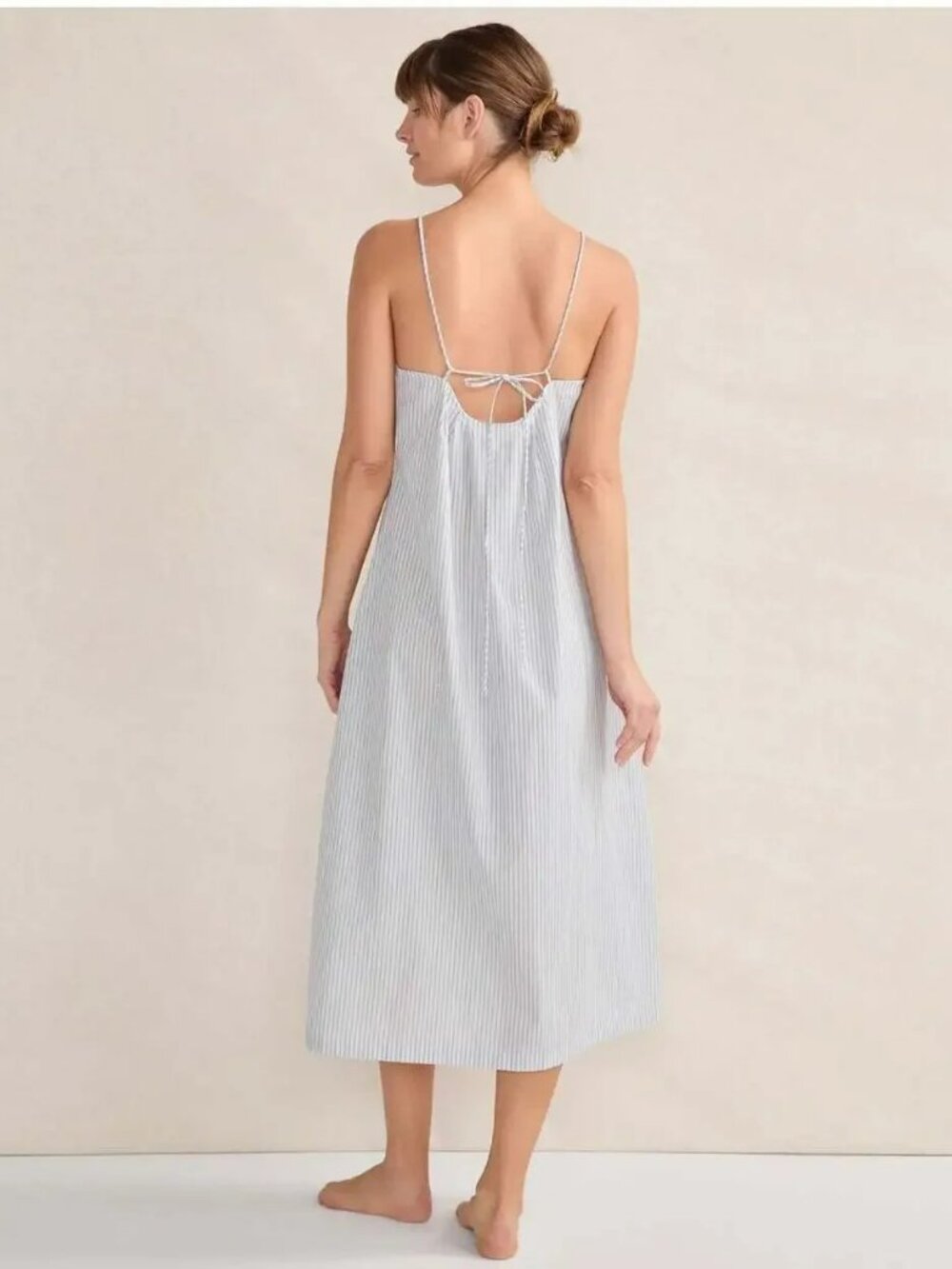 NWT Haven Well Within 100% Organic Cotton Poplin Delicate Striped Sleep Gown M - Picture 3 of 14